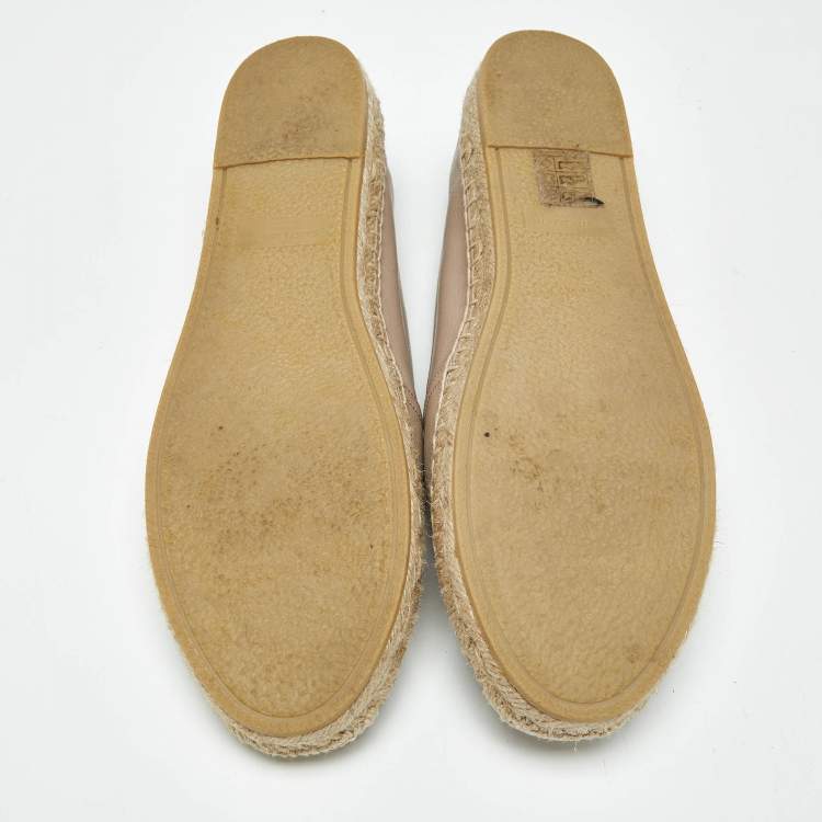 Pre Owned Saint Laurent Beige Leather Cassandra Espadrille Flats Size 39