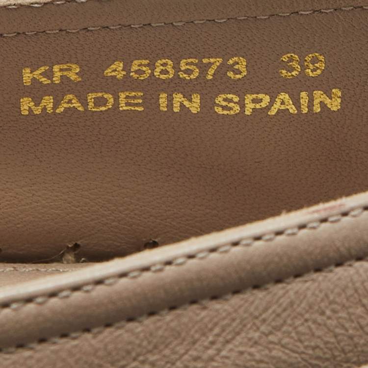 Pre Owned Saint Laurent Beige Leather Cassandra Espadrille Flats Size 39