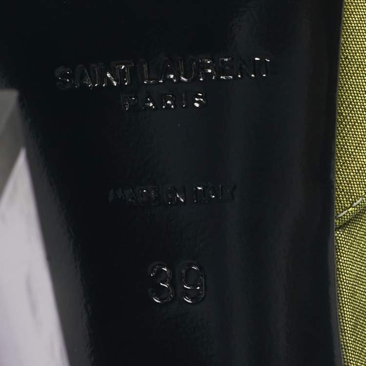 Pre Owned Saint Laurent Green Fabric Blade Slingback Pumps Size 39