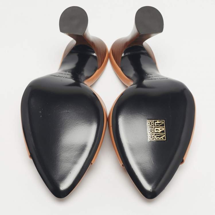 Pre Owned Saint Laurent Tan Leather Suite Mules Size 39
