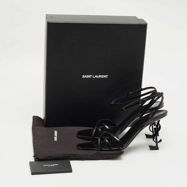 Pre Owned Saint Laurent Black Leather Opyum Ankle Strap Sandals Size 39