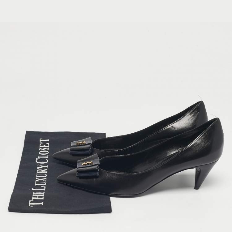 Pre Owned Saint Laurent Black Leather Anai Pumps Size 39