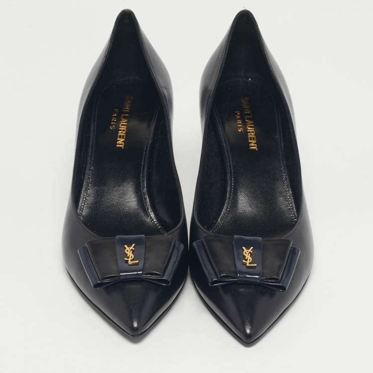 Pre Owned Saint Laurent Black Leather Anai Pumps Size 39