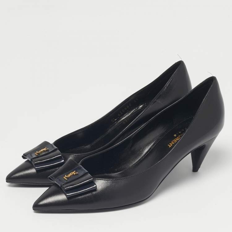 Pre Owned Saint Laurent Black Leather Anai Pumps Size 39