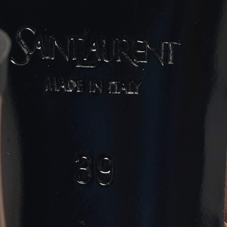 Pre Owned Saint Laurent Brown Satin and Stretch Fabric Lola Ankle Strap Sandals Size 39