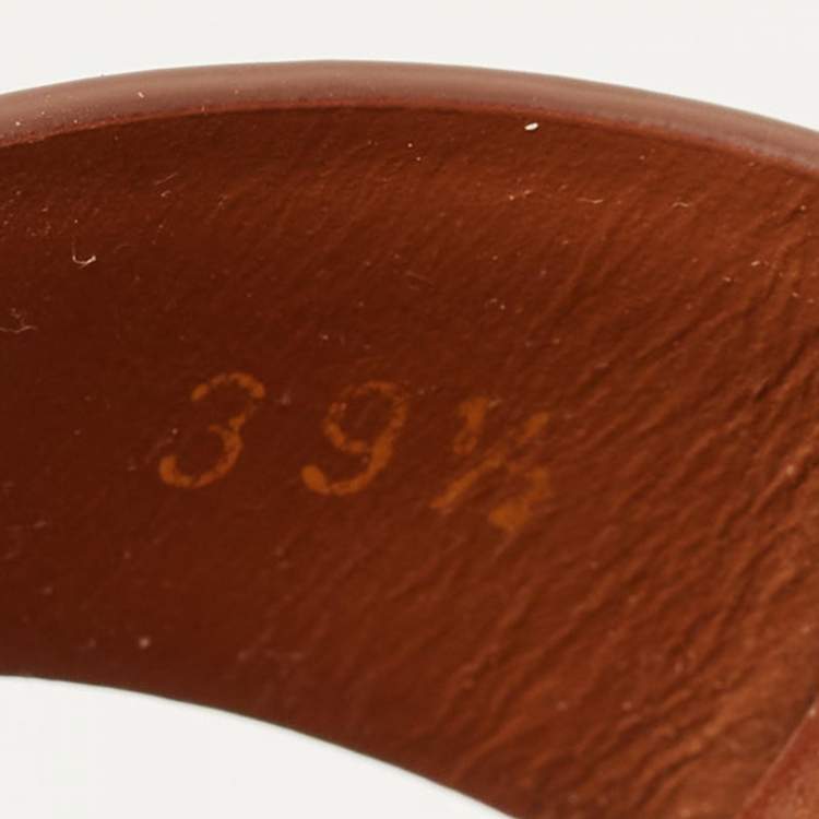 Pre Owned Saint Laurent Brown Leather Tribute Espadrille Wedge Sandals Size 39.5