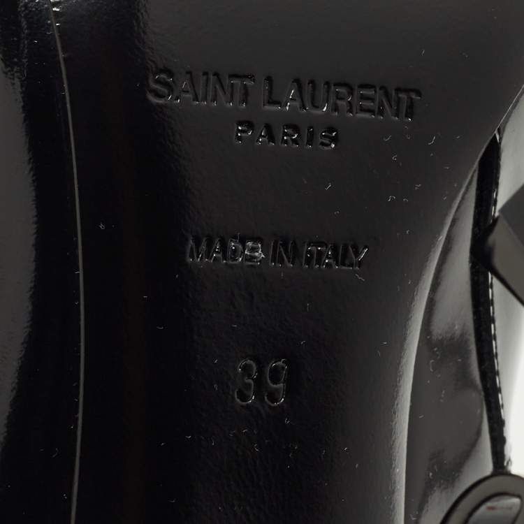 Pre Owned Saint Laurent Black Patent Leather Opyum Pointed Toe Ankle Boots Size 39