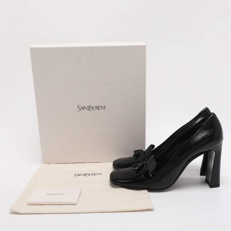 Pre Owned Saint Laurent Chloe 90 Tasseled Size 37 Black Leather Pumps