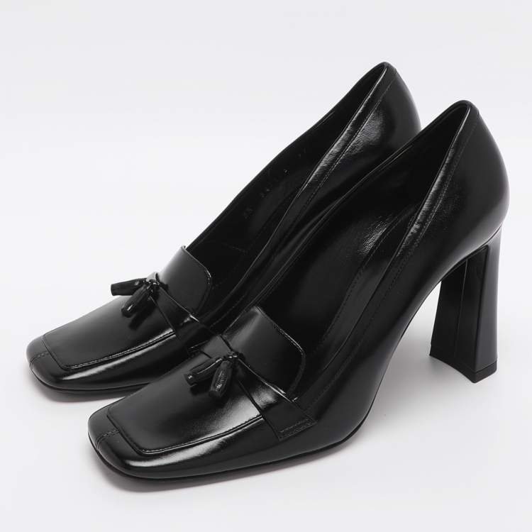Pre Owned Saint Laurent Chloe 90 Tasseled Size 37 Black Leather Pumps
