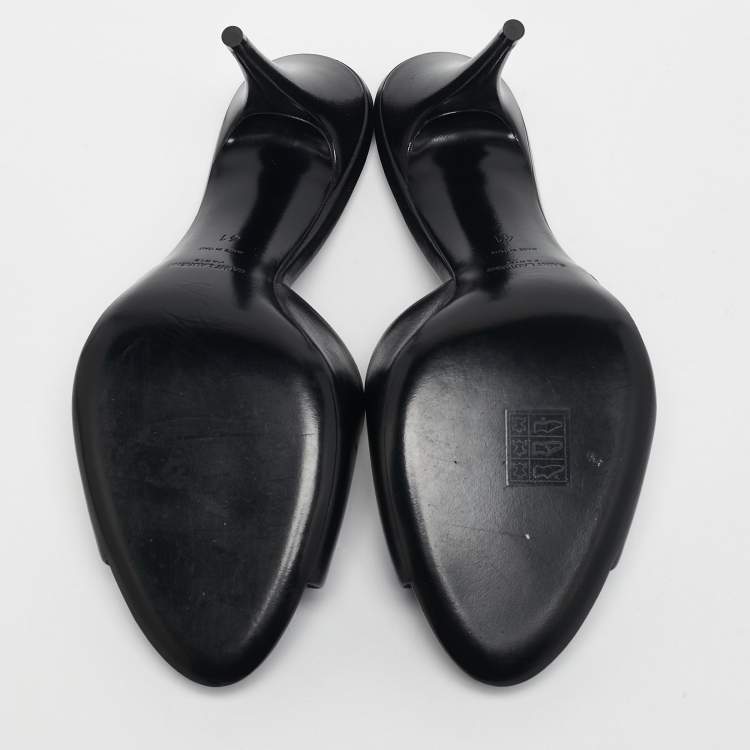 Pre Owned Saint Laurent LA 16 Size 41 Black Leather Slide Sandals