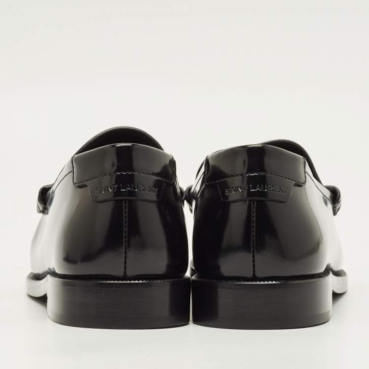 Pre Owned Saint Laurent Le Loafer Size 38 Black Patent Leather Loafers