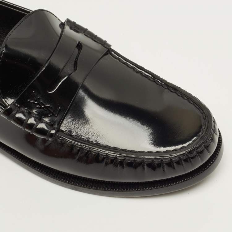 Pre Owned Saint Laurent Le Loafer Size 38 Black Patent Leather Loafers