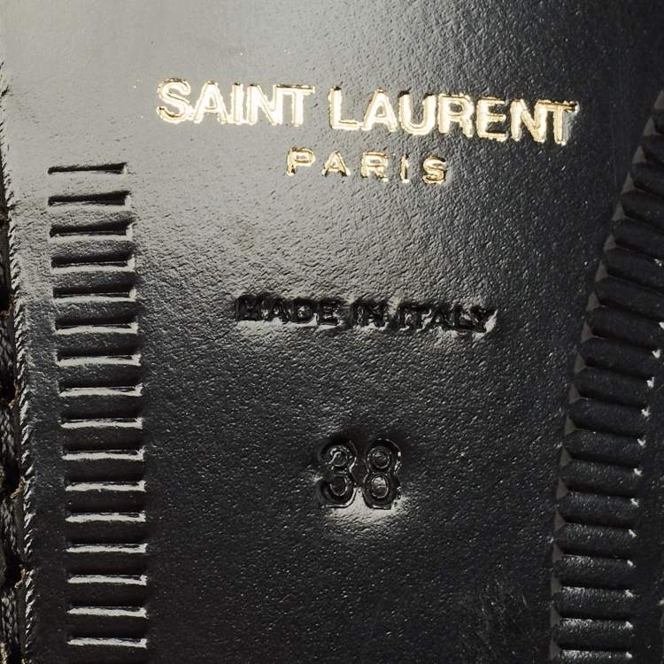 Pre Owned Saint Laurent Le Loafer Size 38 Black Patent Leather Loafers