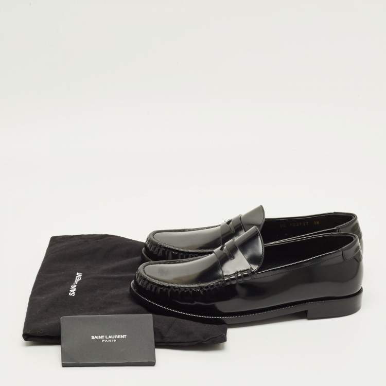 Pre Owned Saint Laurent Le Loafer Size 38 Black Patent Leather Loafers