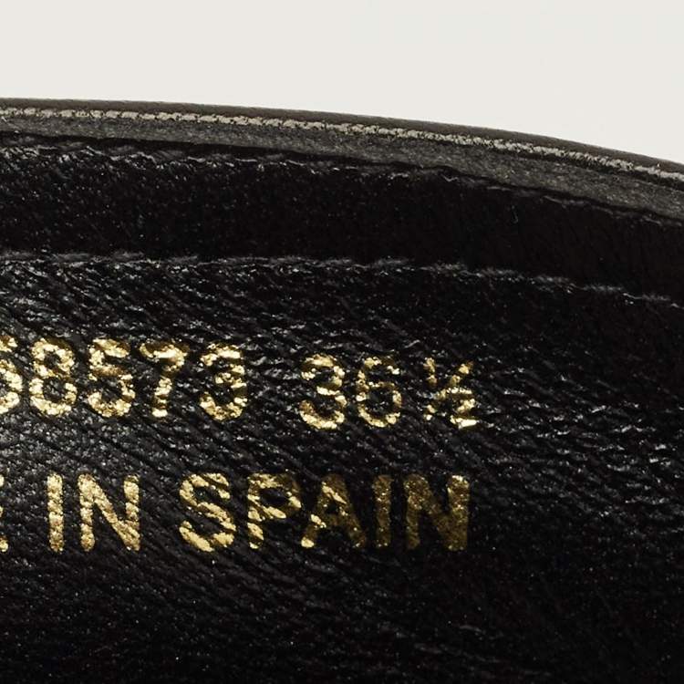 Pre Owned Saint Laurent Cassandre Size 36.5 Black Leather Espadrille Flats