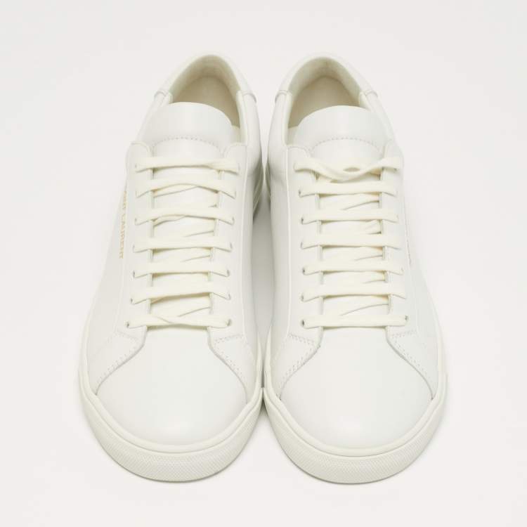Pre Owned Saint Laurent Andy Size 41 White Leather Lace Up Sneakers