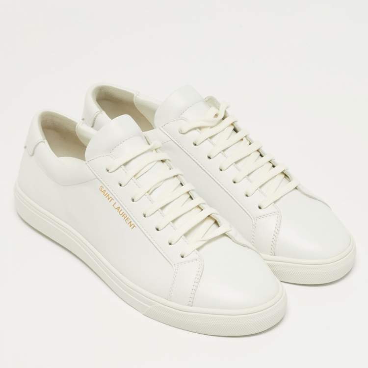 Pre Owned Saint Laurent Andy Size 41 White Leather Lace Up Sneakers