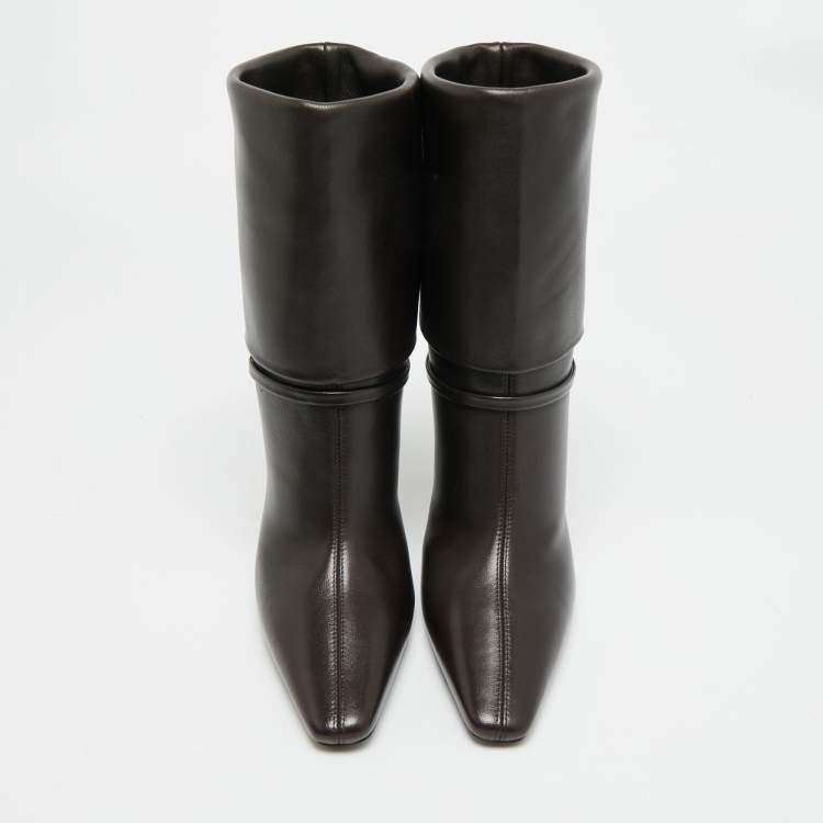 Pre Owned Saint Laurent Ricky Size 39 Dark Brown Leather Ankle Boots