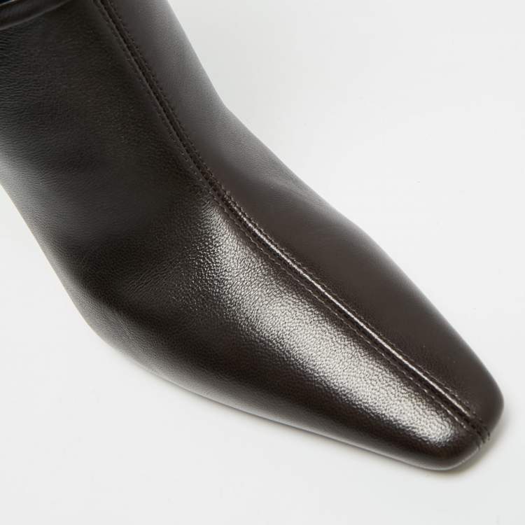 Pre Owned Saint Laurent Ricky Size 39 Dark Brown Leather Ankle Boots