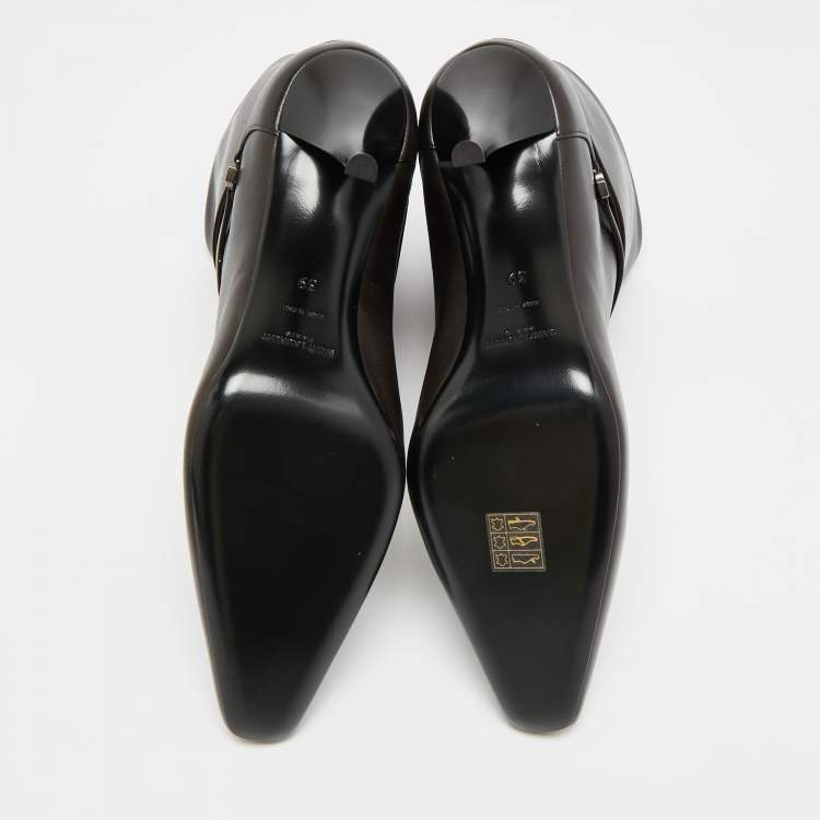 Pre Owned Saint Laurent Ricky Size 39 Dark Brown Leather Ankle Boots