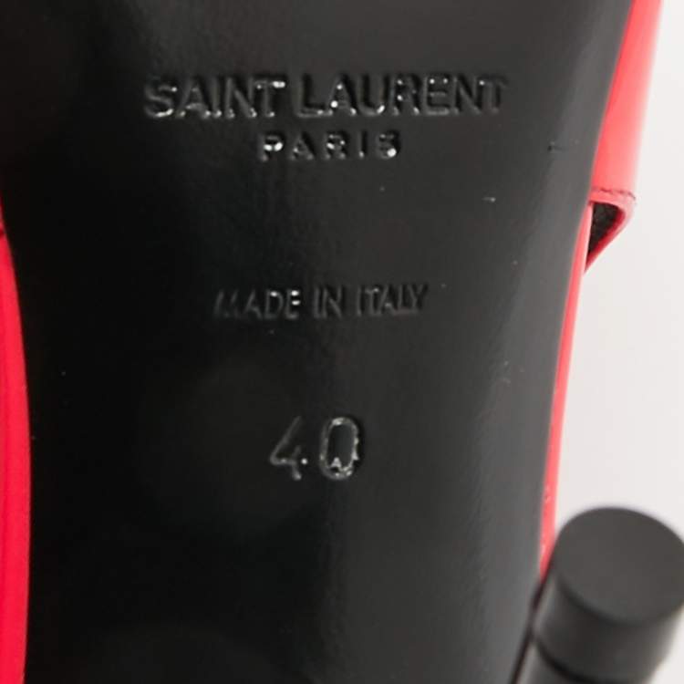Pre Owned Saint Laurent Kiss Size 40 Neon Pink Patent Leather Slingback Pumps