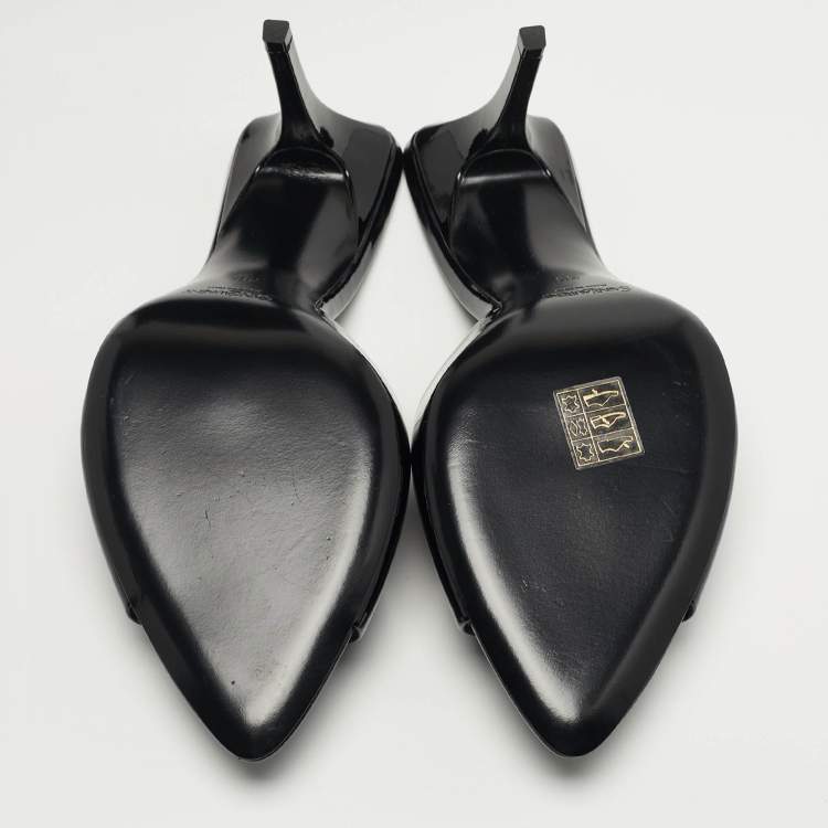 Pre Owned Saint Laurent Romy Size 39 Black Patent Leather Mules