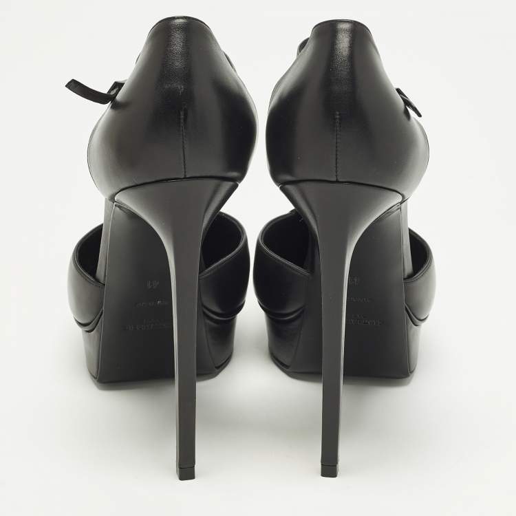 Pre Owned Saint Laurent Janis Size 41 Black Leather Mary Jane Pumps