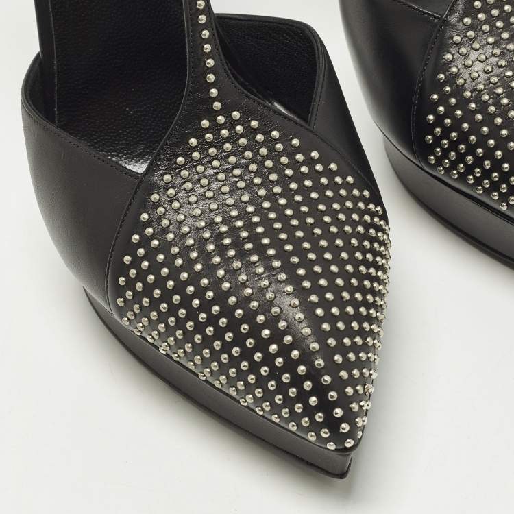 Pre Owned Saint Laurent Janis Size 41 Black Leather Mary Jane Pumps