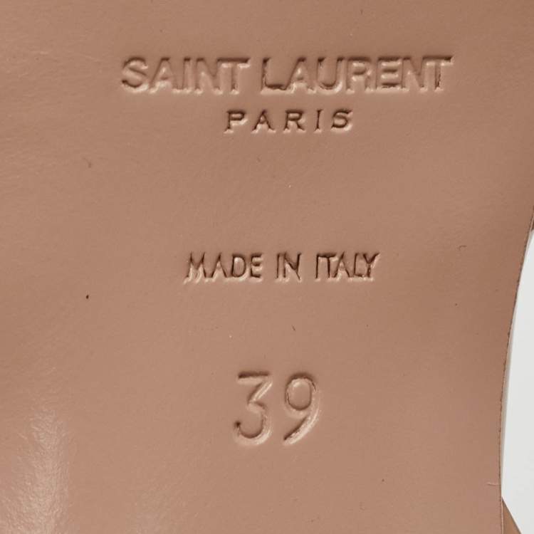 Pre Owned Saint Laurent Tribute Size 39 Beige Patent Leather Platform Sandals