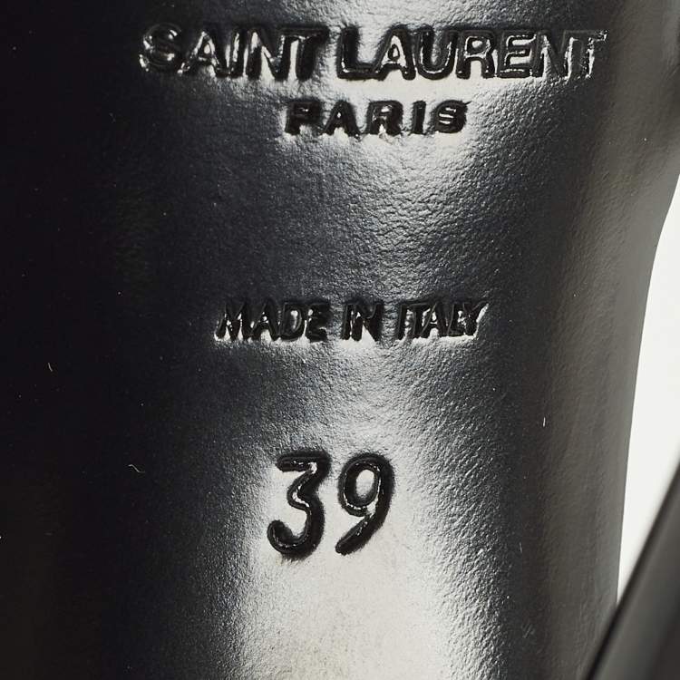 Pre Owned Saint Laurent Cassandra Size 39 Black Leather Ankle Strap Sandals