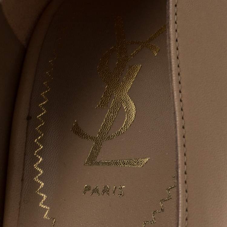 Pre Owned Saint Laurent Beige Leather Tribtoo Platform Pumps Size 40