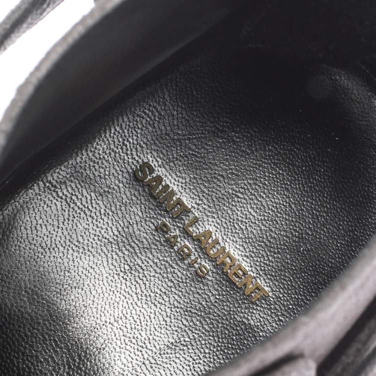 Pre Owned Saint Laurent Paris Grey Suede Buckle Ankle Boots Size 39