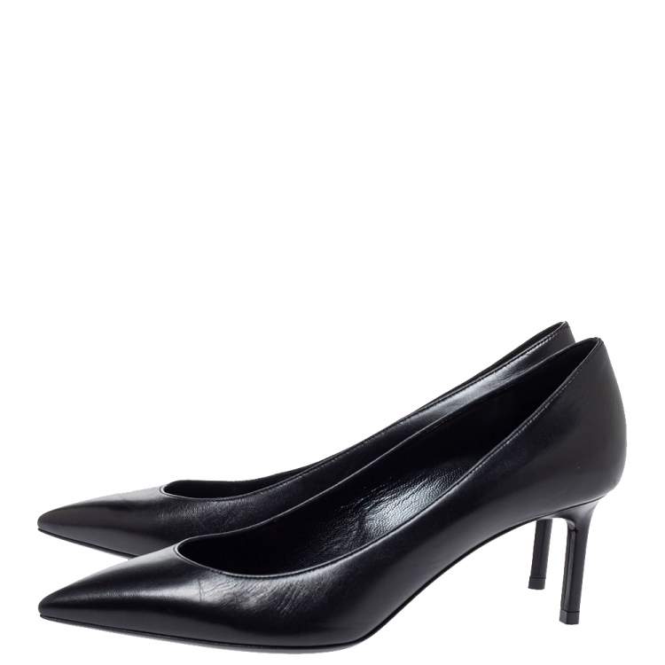 Pre Owned Saint Laurent Paris Black Leather Zoe Pointed Toe Pumps Size 36.5
