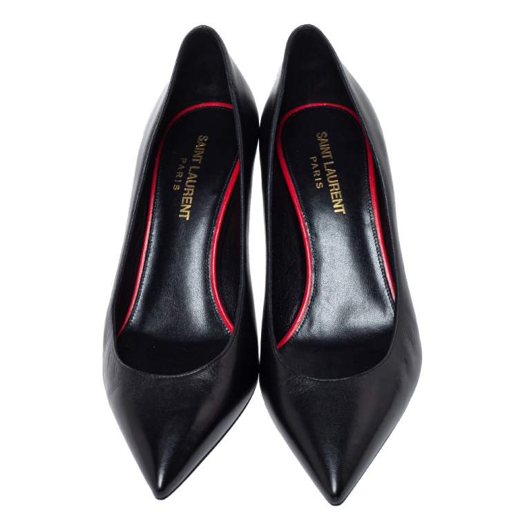 Pre Owned Saint Laurent Paris Black Leather Zoe Pointed Toe Pumps Size 36.5