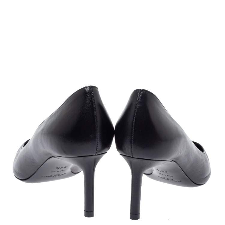 Pre Owned Saint Laurent Paris Black Leather Zoe Pointed Toe Pumps Size 36.5