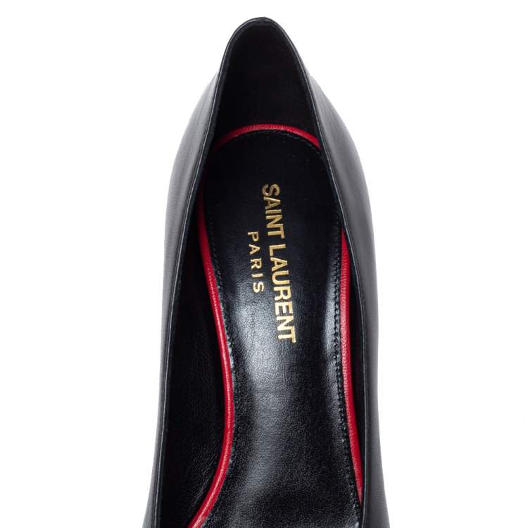 Pre Owned Saint Laurent Paris Black Leather Zoe Pointed Toe Pumps Size 36.5