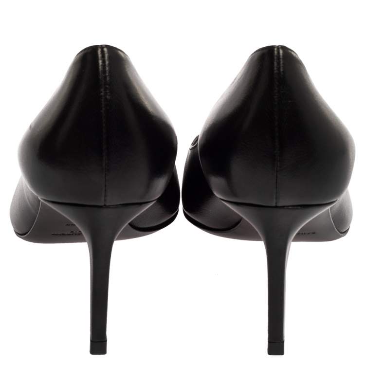 Pre Owned Saint Laurent Paris Black Leather Pointed Toe Pumps Size 37.5