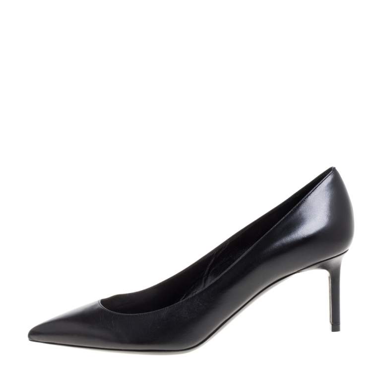 Pre Owned Saint Laurent Paris Black Leather Pumps Size 37.5