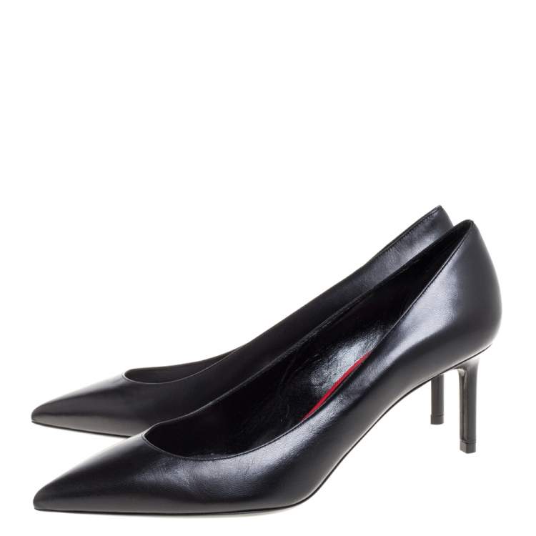Pre Owned Saint Laurent Paris Black Leather Pumps Size 37.5