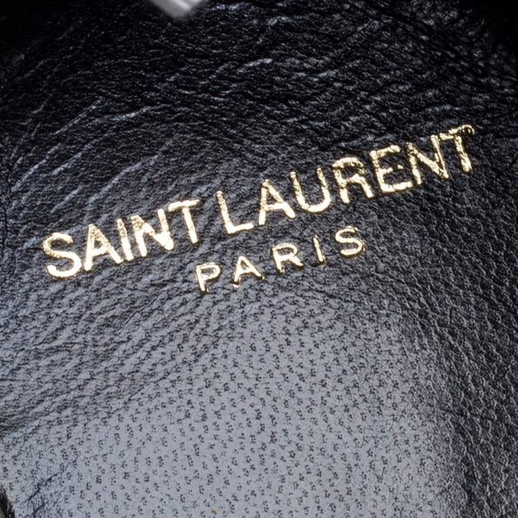 Pre Owned Saint Laurent Paris White Floral Print Leather Espadrilles Wedge Platform Sneakers Size 40
