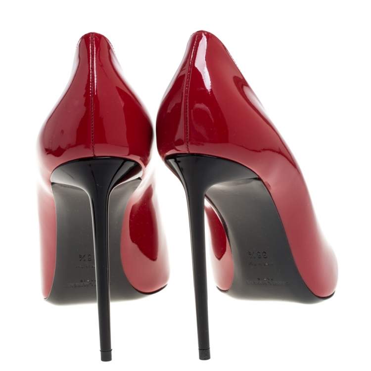 Pre Owned Saint Laurent Paris Red Patent Leather Pumps Size 38.5