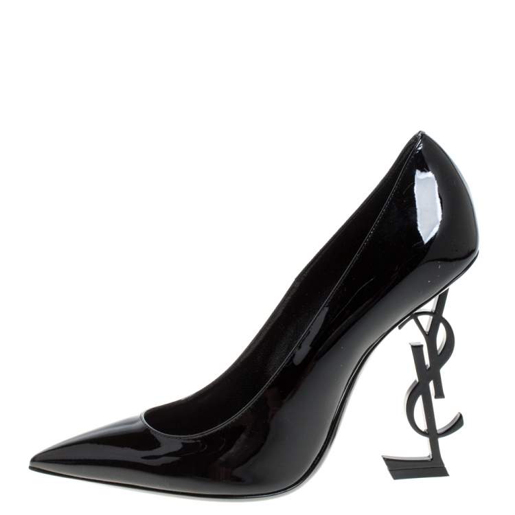 Python YSL Yves Saint Laurent Paris High Heel Shoes Black & 