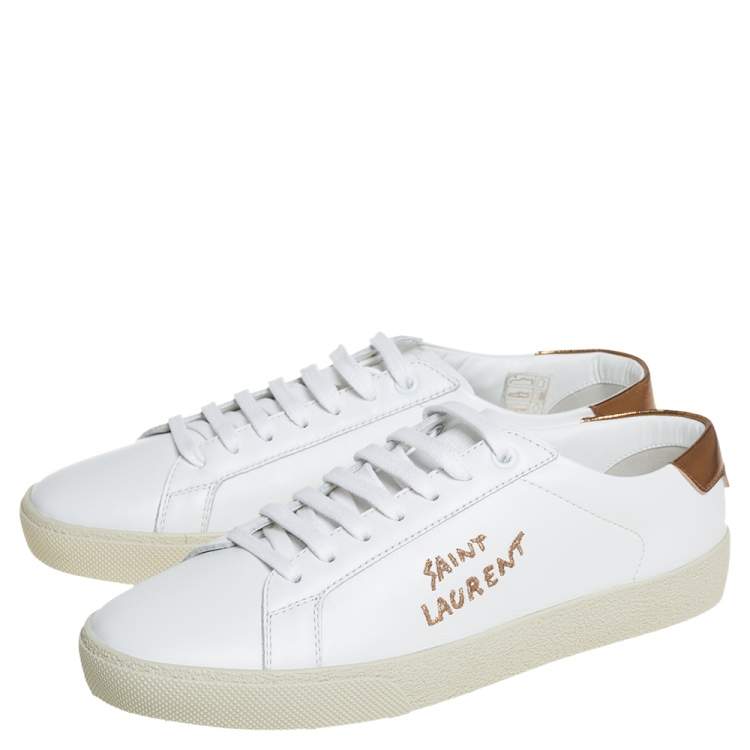 Pre Owned Saint Laurent White Leather Court Classic Sneakers Size 38