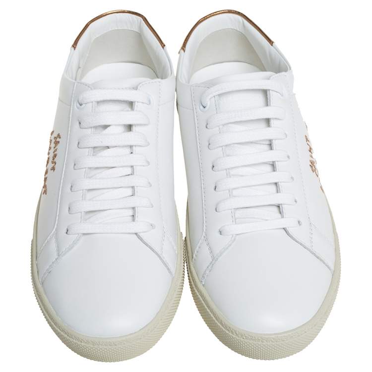 Pre Owned Saint Laurent White Leather Court Classic Sneakers Size 38