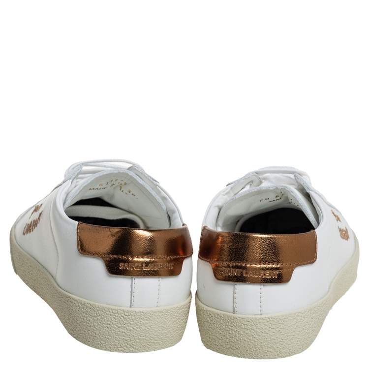 Pre Owned Saint Laurent White Leather Court Classic Sneakers Size 38
