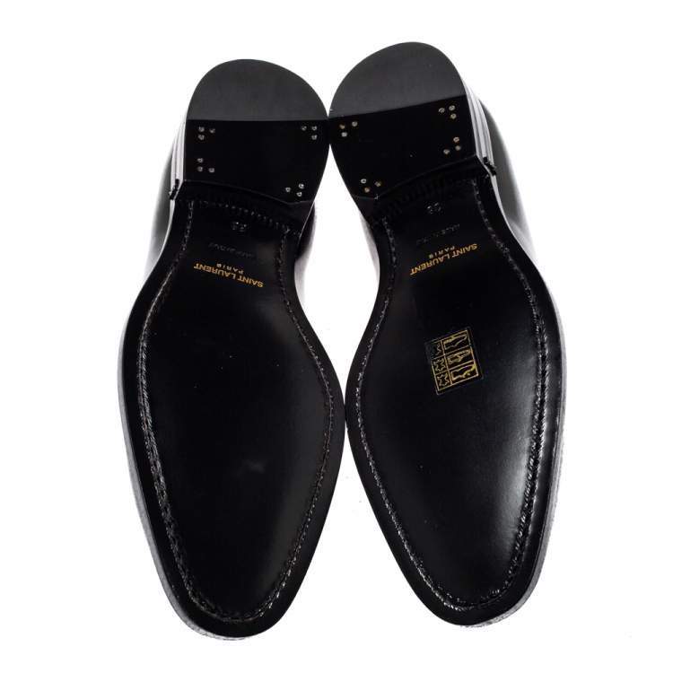 Pre Owned Saint Laurent Black Leather Lace Up Derby Size 38   