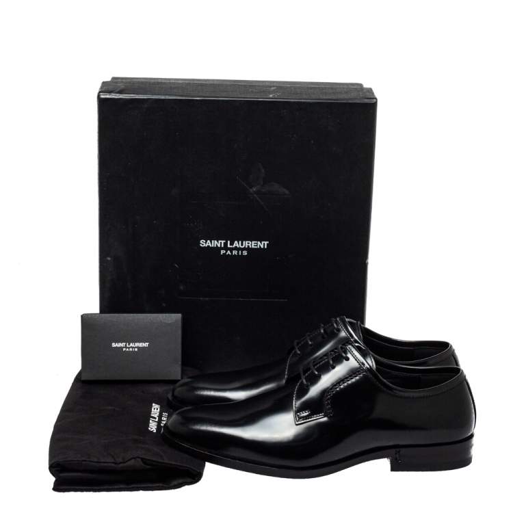 Pre Owned Saint Laurent Black Leather Lace Up Derby Size 38   