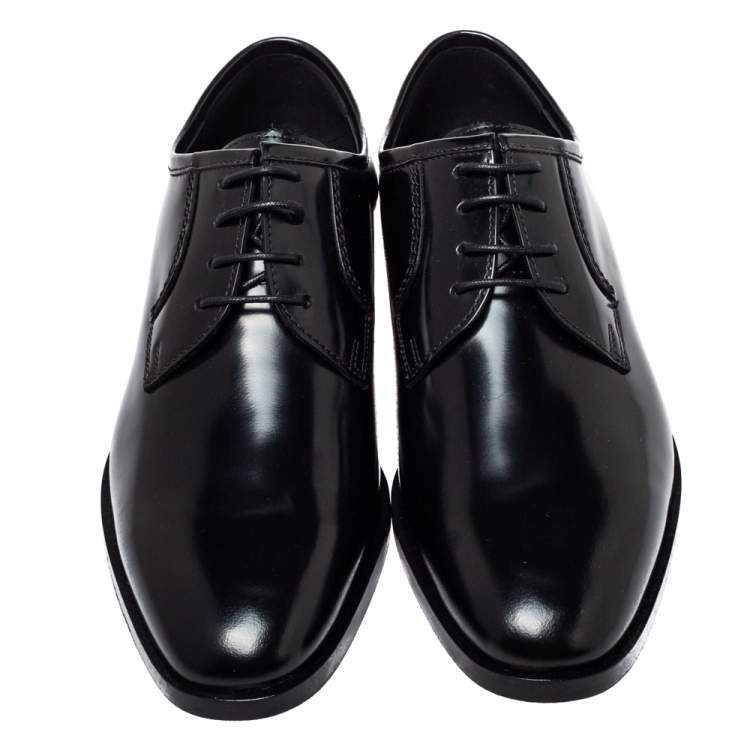 Pre Owned Saint Laurent Black Leather Lace Up Derby Size 38   