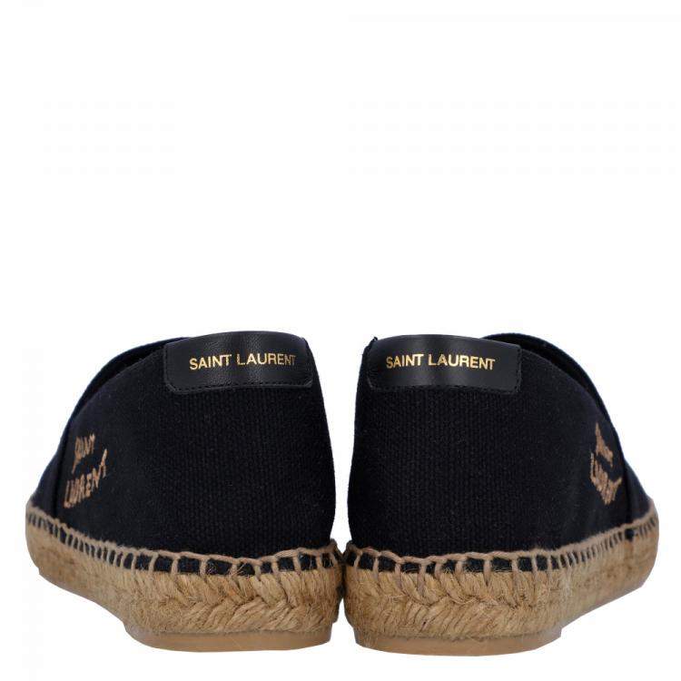 Pre Owned Saint Laurent Paris Black Canvas Espadrilles Size EU 39.5