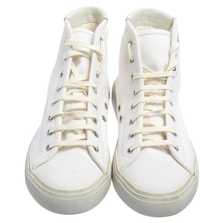 Pre Owned Saint Laurent White Canvas High Top Sneakers Size 40